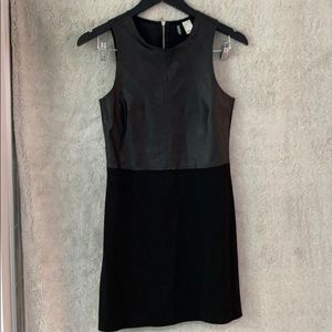Faux black leather mini dress